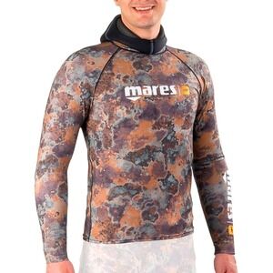 Mares Pure Instinct Mens Rash Guard Top Camo Brown - Size Large